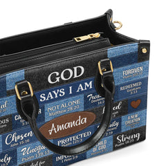 Christianartbag Handbags, God Says I Am Strong Leather Bags, Personalized Bags, Gifts for Women, Christmas Gift, CABLTB01300723.