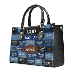Christianartbag Handbags, God Says I Am Strong Leather Bags, Personalized Bags, Gifts for Women, Christmas Gift, CABLTB01300723.