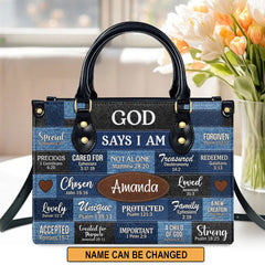 Christianartbag Handbags, God Says I Am Strong Leather Bags, Personalized Bags, Gifts for Women, Christmas Gift, CABLTB01300723.