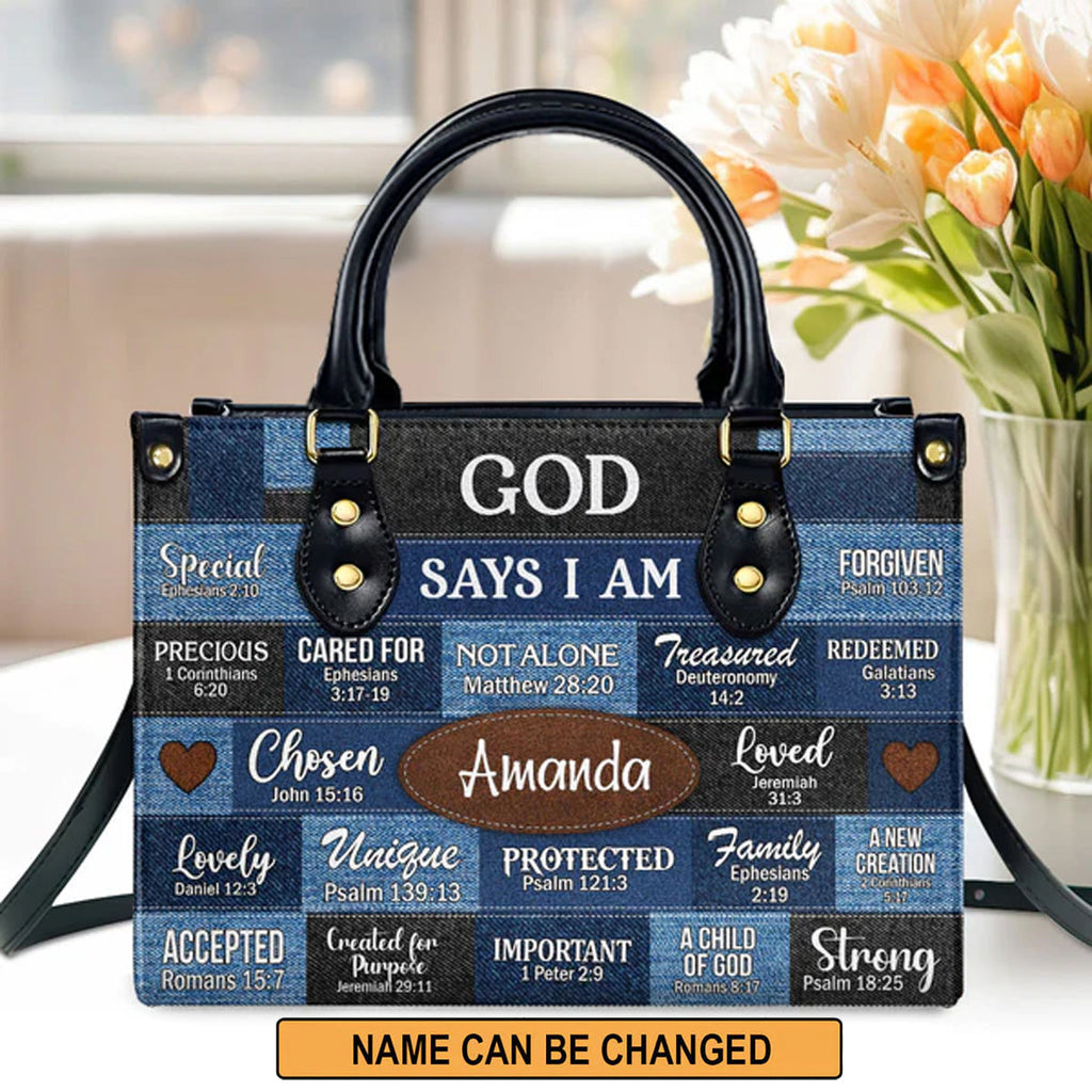 Christianartbag Handbags, God Says I Am Strong Leather Bags, Personalized Bags, Gifts for Women, Christmas Gift, CABLTB01300723.