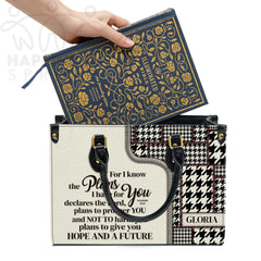 Christianart Handbag, Personalized Hand Bag, For I Know The Plans I Have For You Jeremiah 29:11, Personalized Gifts, Gifts for Women.
