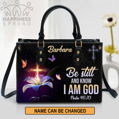 Christianart Handbag, Personalized Hand Bag, Be Still And Know That I Am God, Personalized Gifts, Gifts for Women.