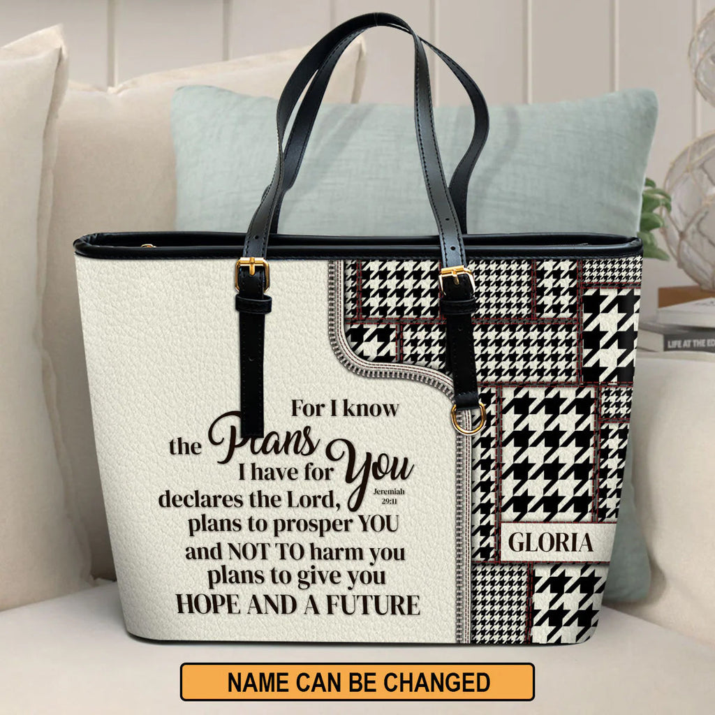 Christianart Handbag, Personalized Hand Bag, For I Know The Plans I Have For You Jeremiah 29:11, Personalized Gifts, Gifts for Women.