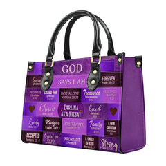 Christianartbag Handbags, God Says I Am Leather Handbag Purple, Personalized Bags, Gifts for Women, Christmas Gift, CABLTB02240923.