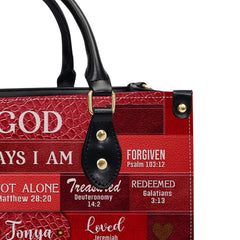 Inspirational Scripture Leather Handbag - Custom Name CHRISTIANARTBAG Tote - GOD Says I Am Red Leather Handbag.