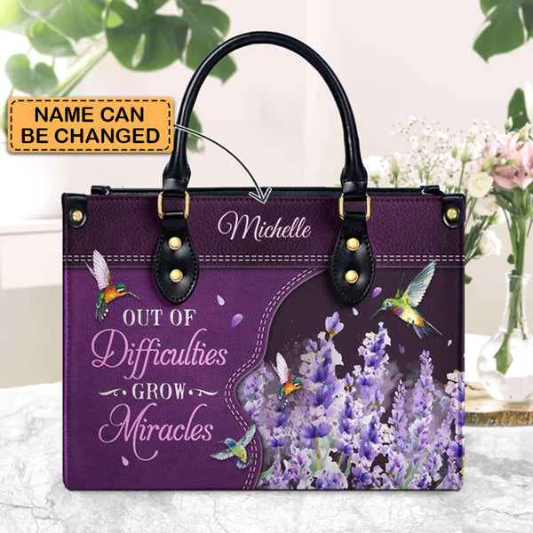 Christianartbag Handbags, Out Of Difficulties Grow Miracles 1 Peter 5 10 Hummingbird Lavender, Handbag Design, Monogram Leather Handbag, Gifts for Women, CABLTB07271223.
