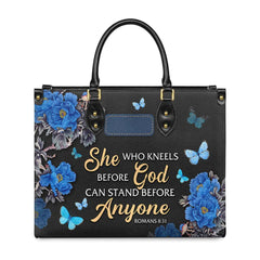 Christianartbag Handbags, She Who Kneels Before God Romans 8 31, Handbag Design, Monogram Leather Handbag, Gifts for Women, CABLTB01271223.