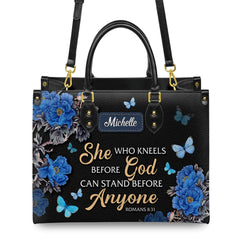 Christianartbag Handbags, She Who Kneels Before God Romans 8 31, Handbag Design, Monogram Leather Handbag, Gifts for Women, CABLTB01271223.