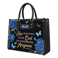 Christianartbag Handbags, She Who Kneels Before God Romans 8 31, Handbag Design, Monogram Leather Handbag, Gifts for Women, CABLTB01271223.