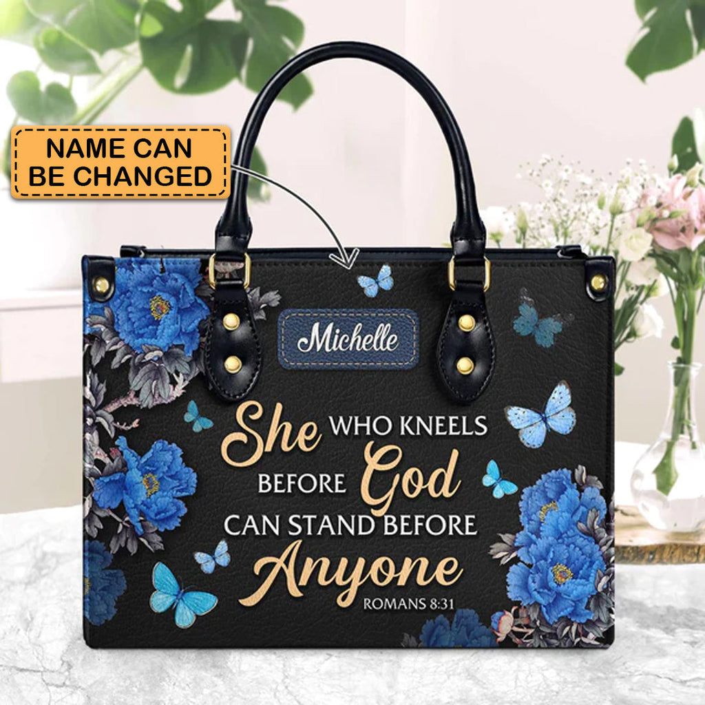 Christianartbag Handbags, She Who Kneels Before God Romans 8 31, Handbag Design, Monogram Leather Handbag, Gifts for Women, CABLTB01271223.