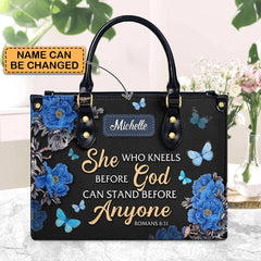 Christianartbag Handbags, She Who Kneels Before God Romans 8 31, Handbag Design, Monogram Leather Handbag, Gifts for Women, CABLTB01271223.