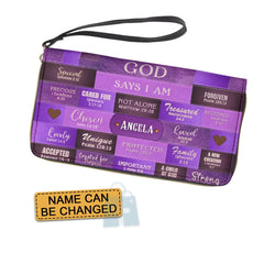 Christianartbag Handbags, God Says I Am Leather Handbag Purple, Personalized Bags, Gifts for Women, Christmas Gift, CABLTB02240923.