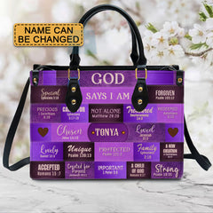 Christianartbag Handbags, God Says I Am Leather Handbag Purple, Personalized Bags, Gifts for Women, Christmas Gift, CABLTB02240923.