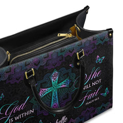 Christianartbag Handbags, God Is Within Her She Will Not Fail Psalm 46 5 Mandala Leather Handbag, Handbag Design, Personalized Leather Handbag, Gifts for Women, CABLTB0103123.