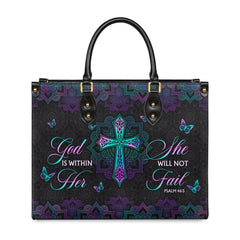 Christianartbag Handbags, God Is Within Her She Will Not Fail Psalm 46 5 Mandala Leather Handbag, Handbag Design, Personalized Leather Handbag, Gifts for Women, CABLTB0103123.