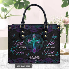 Christianartbag Handbags, God Is Within Her She Will Not Fail Psalm 46 5 Mandala Leather Handbag, Handbag Design, Personalized Leather Handbag, Gifts for Women, CABLTB0103123.