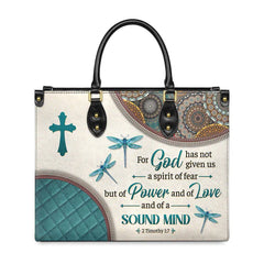Christianart Designer Handbags, For God Has Not Given Us A Spirit Of Fear 2 Timothy 1 7 Dragonfly Mandala, Personalized Gifts, Gifts for Women.