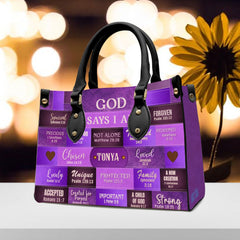 Christianartbag Handbags, God Says I Am Leather Handbag Purple, Personalized Bags, Gifts for Women, Christmas Gift, CABLTB02240923.
