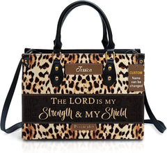 Christianartbag Handbags, The Lord Is My Strength & My Shield Psalm 28:7 Leather Bags, Personalized Bags, Gifts for Women, Christmas Gift, CABLTB01300723.