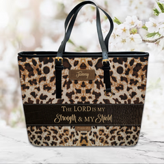 Christianartbag Handbags, The Lord Is My Strength & My Shield Psalm 28:7 Leather Bags, Personalized Bags, Gifts for Women, Christmas Gift, CABLTB01300723.