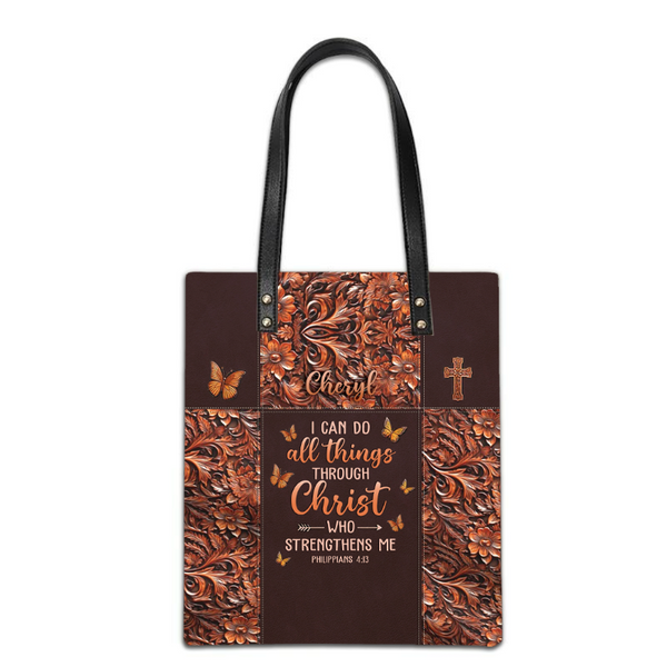 Christianartbag Handbags, I Can Do All Things Through Christ Philippians 4 13 Leather Handbag, Handbag Design, Personalized Leather Handbag, Gifts for Women, CABLTB01271123.