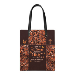 Christianartbag Handbags, I Can Do All Things Through Christ Philippians 4 13 Leather Handbag, Handbag Design, Personalized Leather Handbag, Gifts for Women, CABLTB01271123.