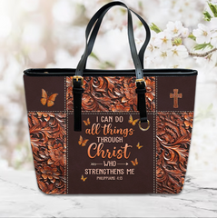 Christianartbag Handbags, I Can Do All Things Through Christ Philippians 4 13 Leather Handbag, Handbag Design, Personalized Leather Handbag, Gifts for Women, CABLTB01271123.