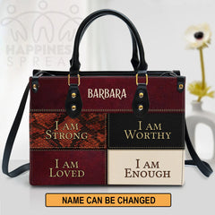 Christianart Handbag, Personalized Hand Bag, I Am Strong I Am Worthy I Am Loved I Am Enough, Personalized Gifts, Gifts for Women.