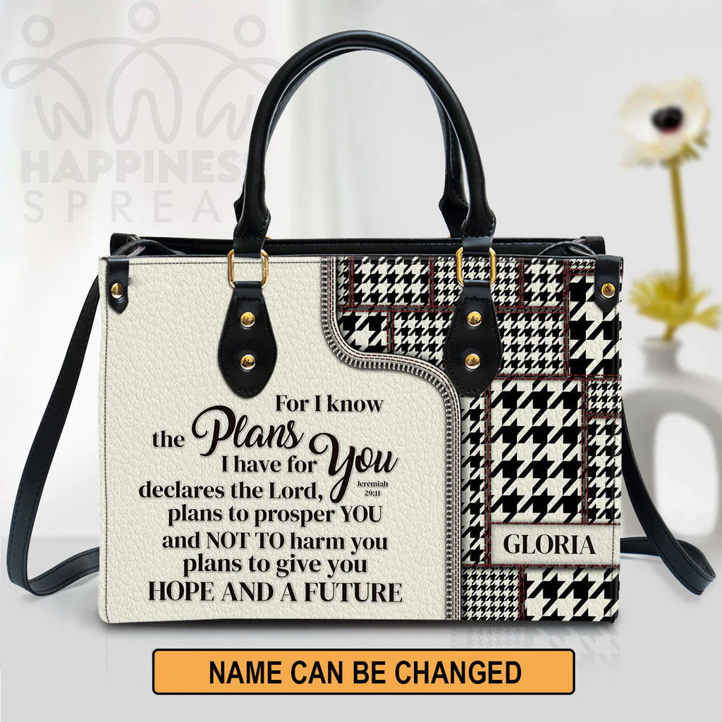 Christianart Handbag, Personalized Hand Bag, For I Know The Plans I Have For You Jeremiah 29:11, Personalized Gifts, Gifts for Women.